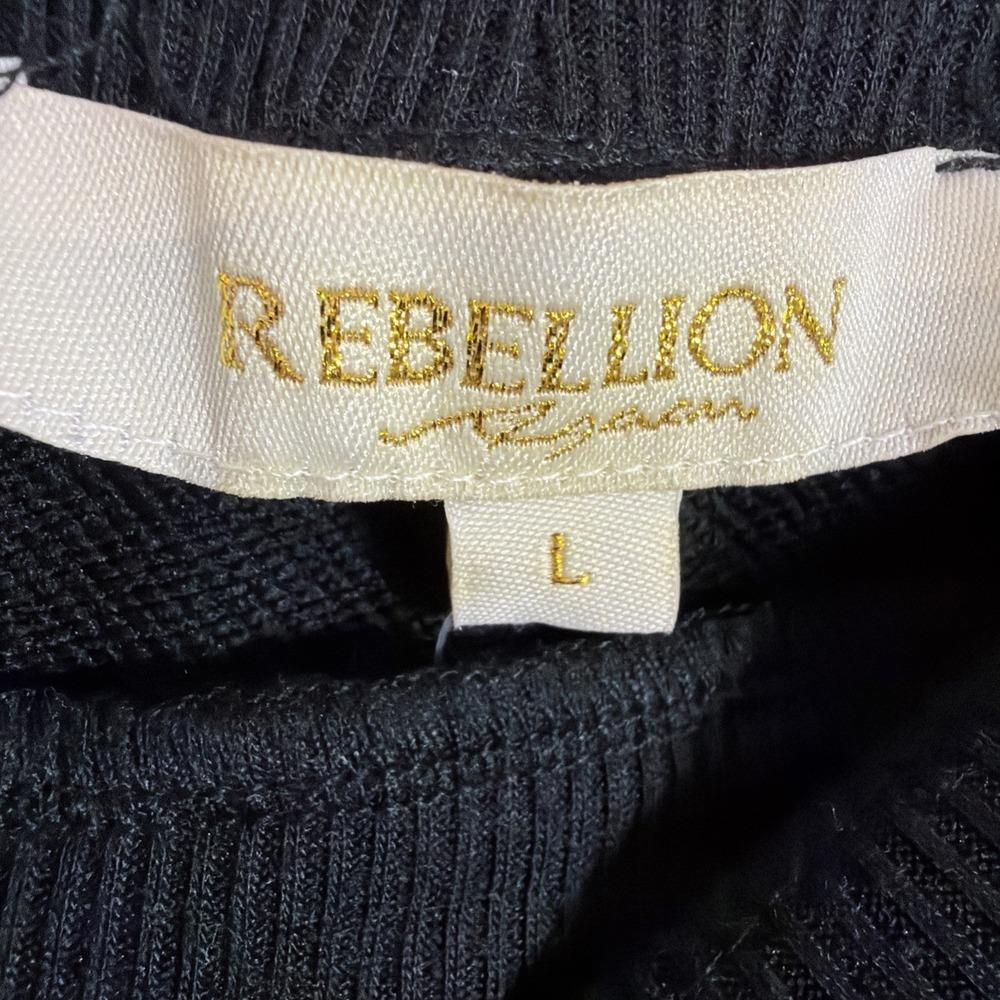 Rebellion Again High Waist Crochet Detail Black White Shorts Large Boho NWT - Picture 5 of 12